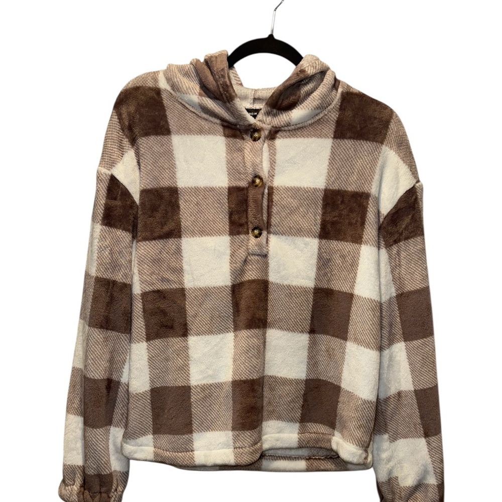 SHEIN Cream and Brown Boxy Polo Sweatshirt